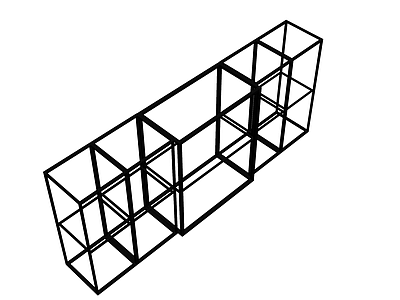 黑色方格置物架模型