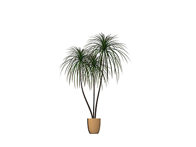 三株盆栽绿植模型