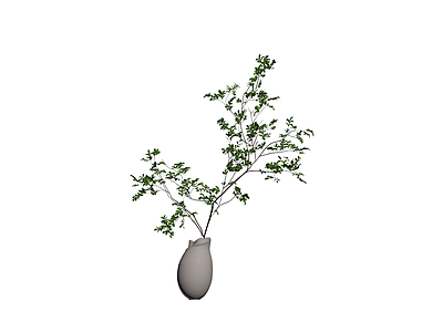 灰陶花瓶插绿植