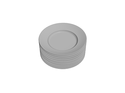 灰色调餐具堆叠模型