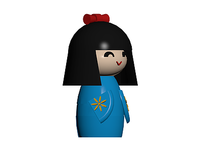 蓝色和服人偶