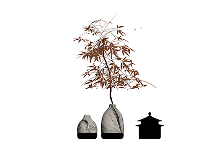大理石纹花瓶盆栽组合
