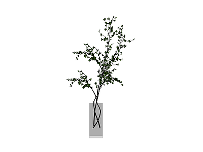 灰色花瓶绿植盆栽