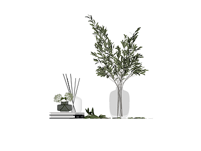 书籍花瓶绿植组合