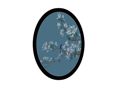 椭圆花鸟装饰画