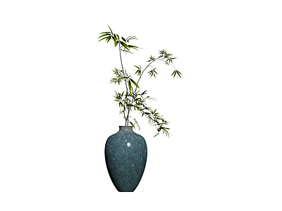 青瓷花瓶插竹盆栽