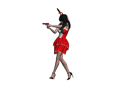 红兔女郎持枪3D模型