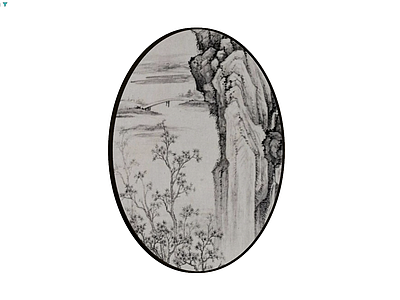 中式山水圆形装饰画