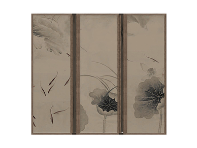 中式荷花屏风