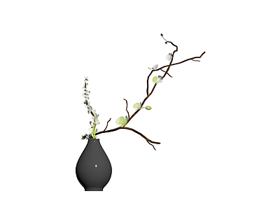 黑色花瓶插花盆栽