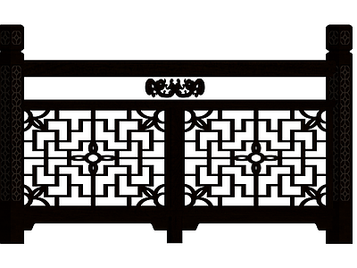 中式镂空雕花栏杆组件