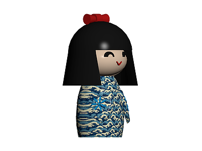 和服波浪纹人偶
