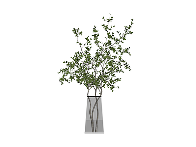 带盆绿植盆栽模型