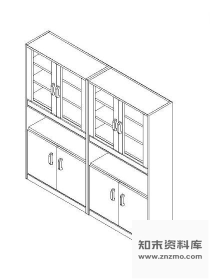 图块/节点书柜CAD三维图块9