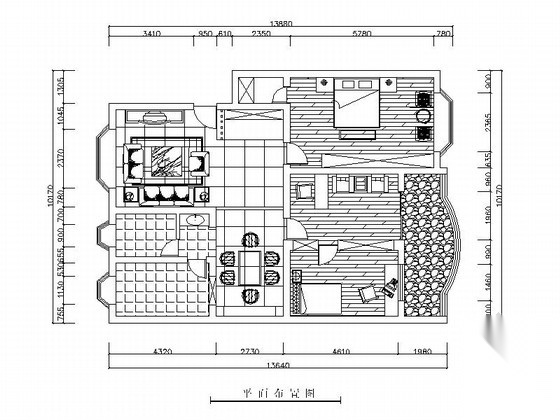 古典中式风格两居室装修图（含效果图） 平层