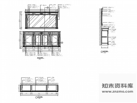 图块/节点奢华欧式餐厅橱柜立面详图 柜类