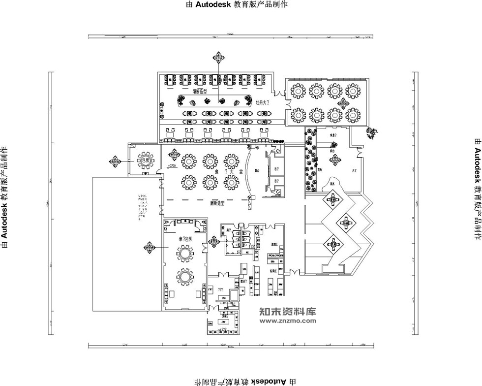 一套牡丹主题餐厅施工图+无水印效果图