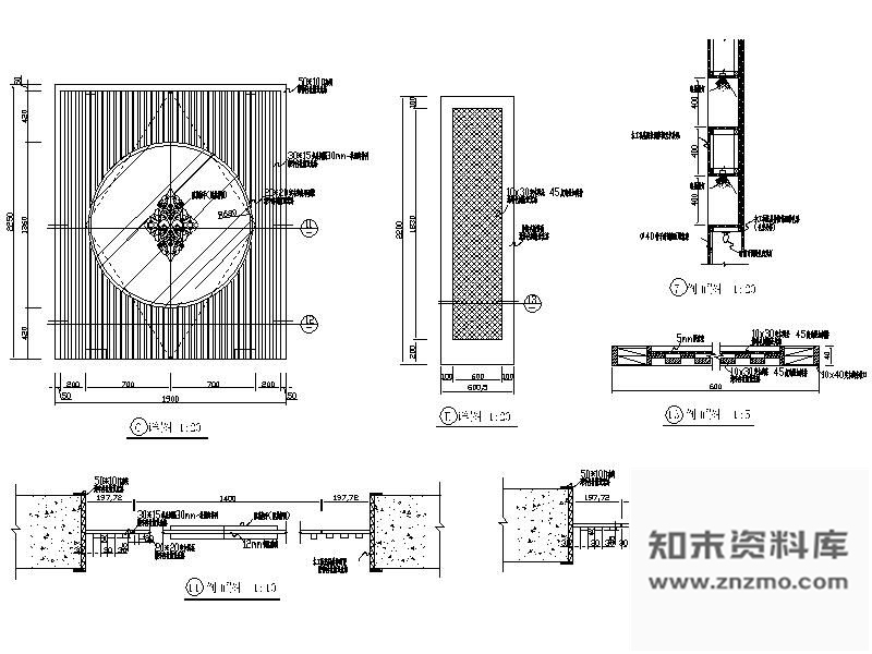 图块/节点美容院装饰墙详图 墙面通用节点