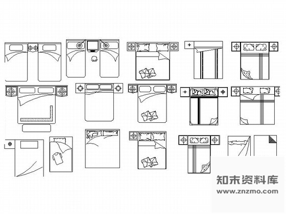 图块/节点时尚床平面CAD图块下载