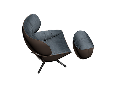 现代休闲椅与脚凳组合