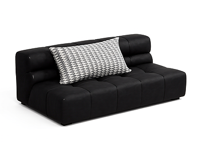 黑色模块沙发带抱枕