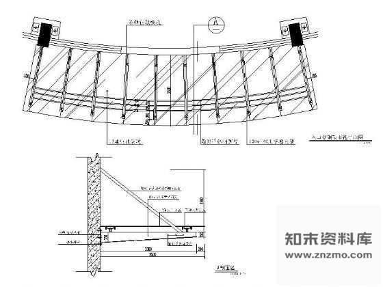 图块/节点入口钢架玻璃雨蓬详图 节点 结构节点图