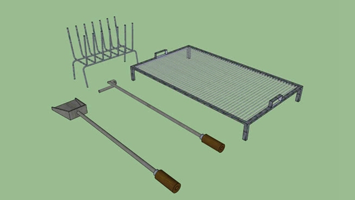 火钳、铲、烧烤火盆