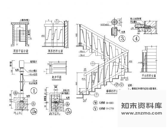 图块/节点扁钢楼梯栏杆详图Ⅲ