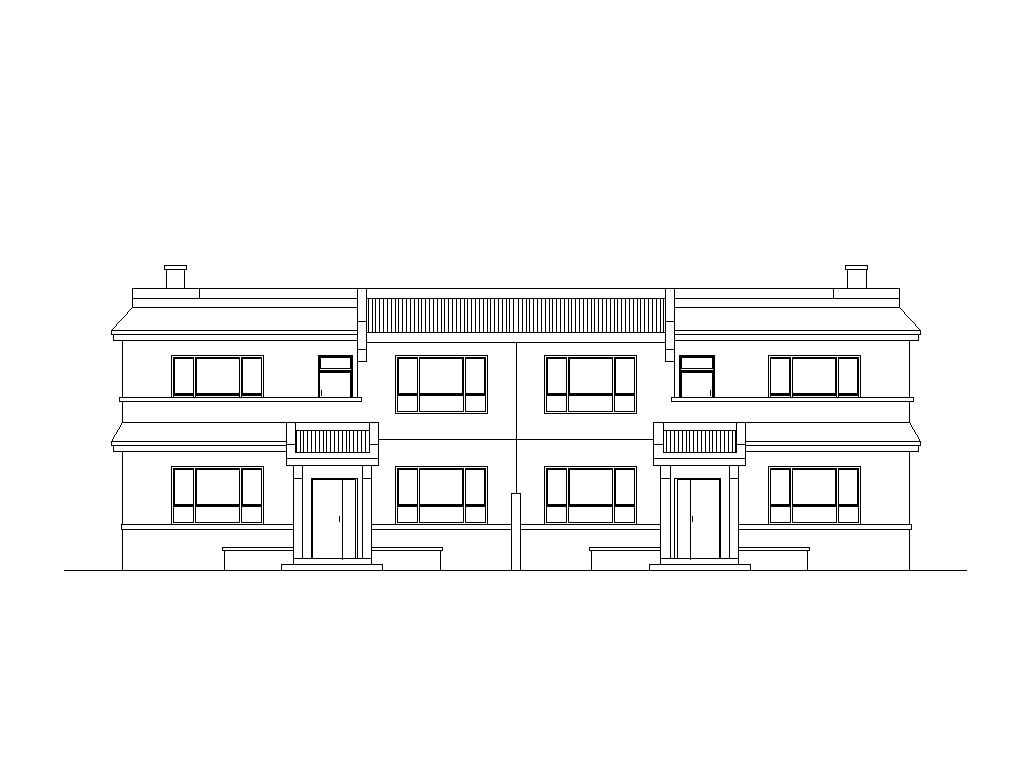 [山西]新农村两户联体式砖混结构二层住宅施工图