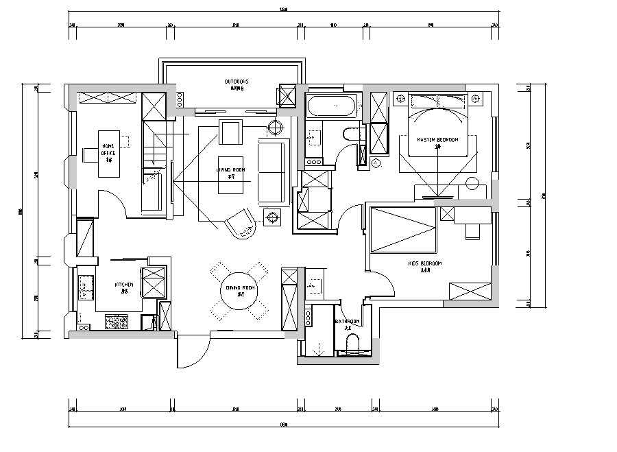 春江彼岸|现代艺术蓝色优雅住宅设计施工图（附效果图... 平层