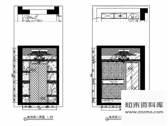 图块/节点重庆某欧式四居室电梯间立面图