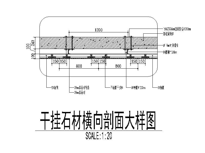 干挂石材剖面大样图