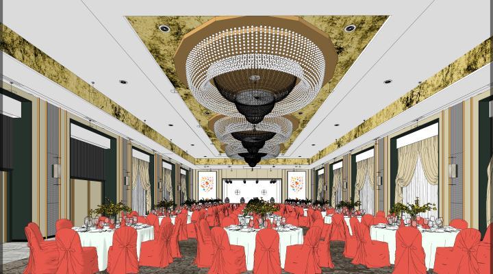 现代轻奢五星级酒店宴会厅 酒店 会议室 宴会厅 舞厅 会客厅 餐厅 餐桌