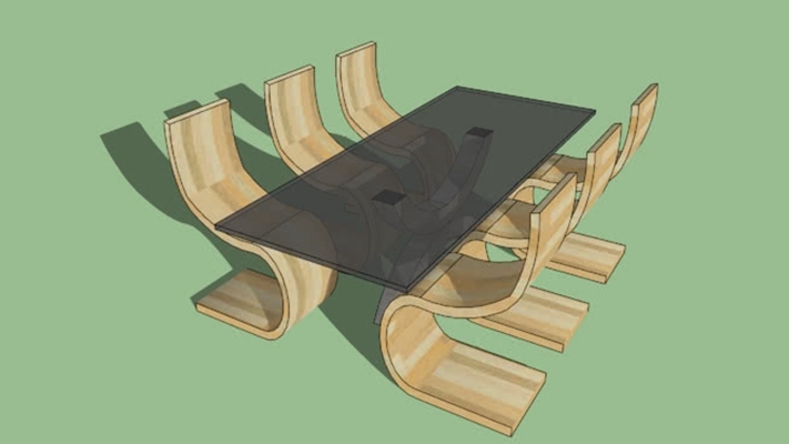 餐桌椅组合 草图大师模型