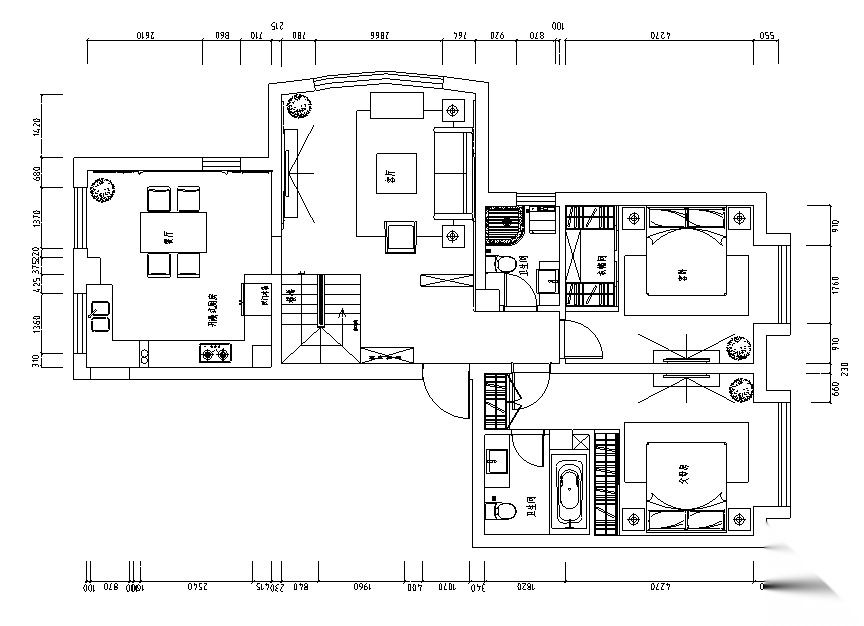 [河北]欧式风格180平米住宅设计施工图（附效果图） 平层