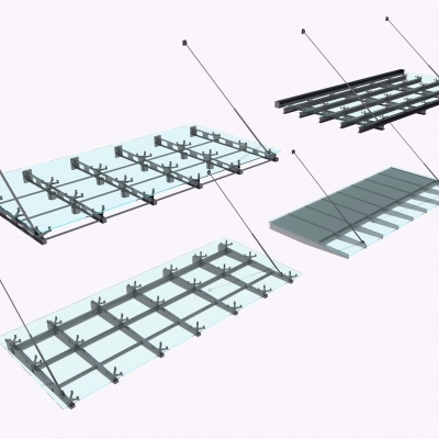 现代玻璃雨棚组合