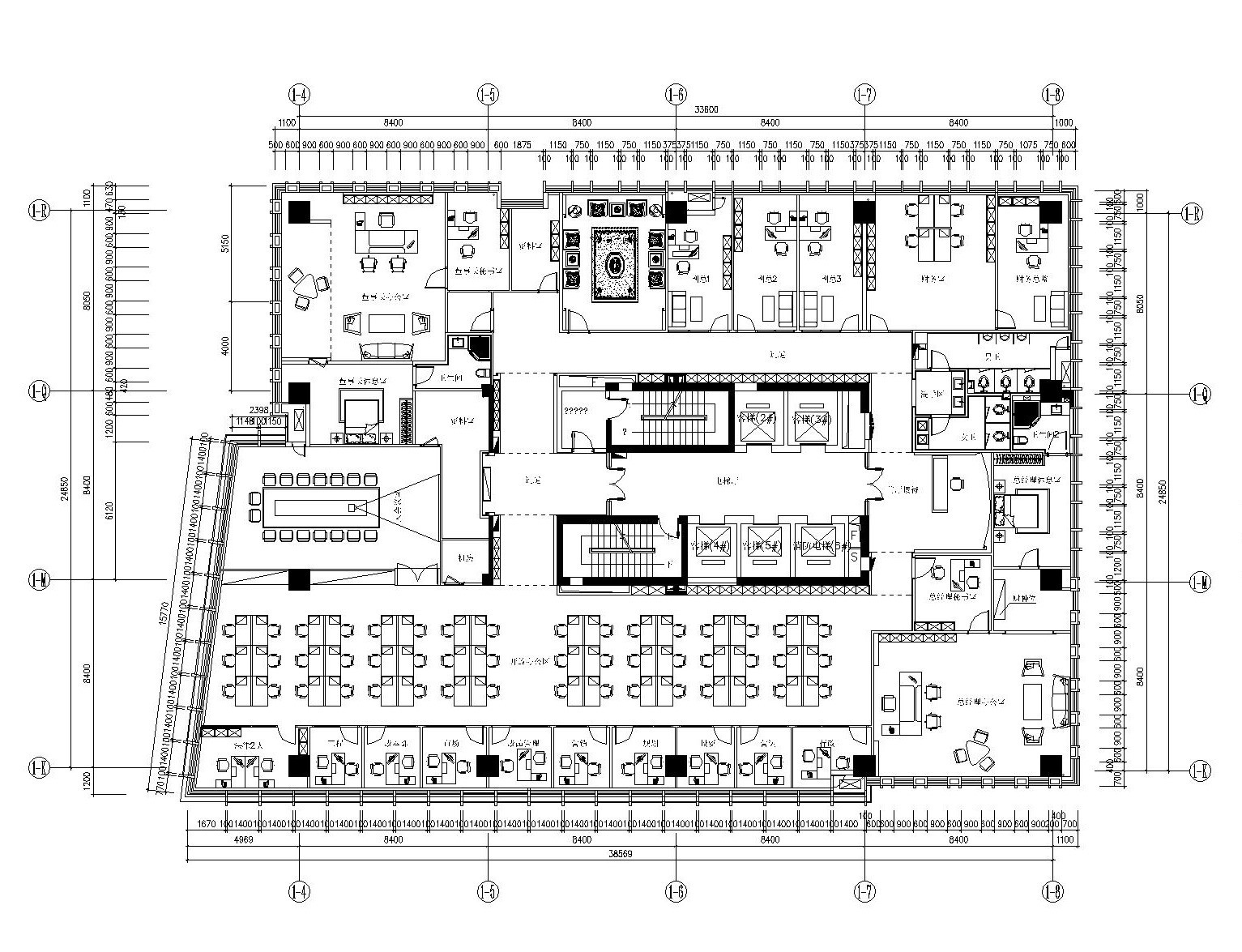 现代--办公空间装修设计施工图+效果图