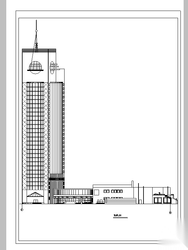 后现代高层宾馆酒店建筑设计方案施工图CAD