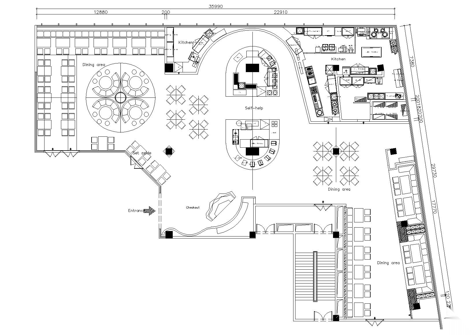 芜湖 宋家弘鼎海鲜自助装饰施工图 效果图