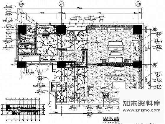 施工图云南现代化五星级酒店行政套房室内装修CAD施工图含效果