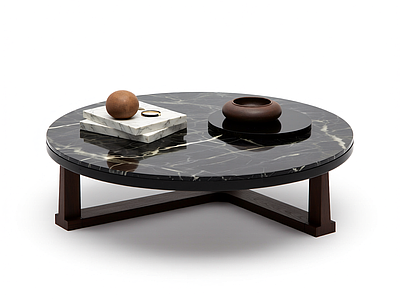 大理石茶几带装饰品