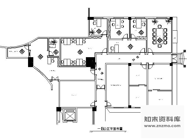 施工图涉外商务酒店1层内部办公区施工图