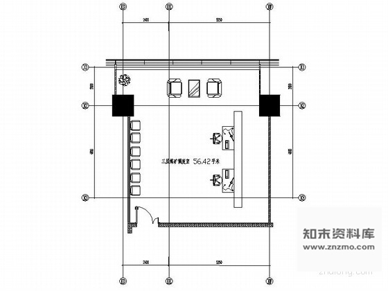 施工图52㎡煤矿调度办公室装修图