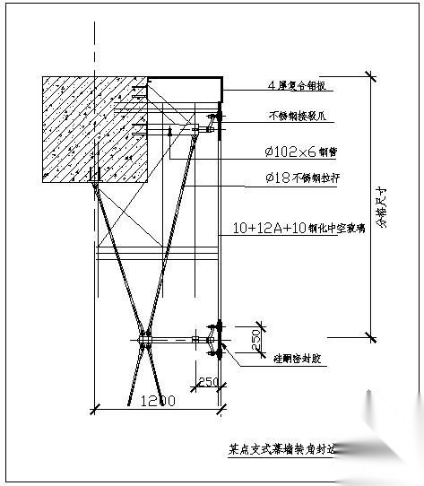 某点支式幕墙转角封边节点构造详图 节点 结构节点图