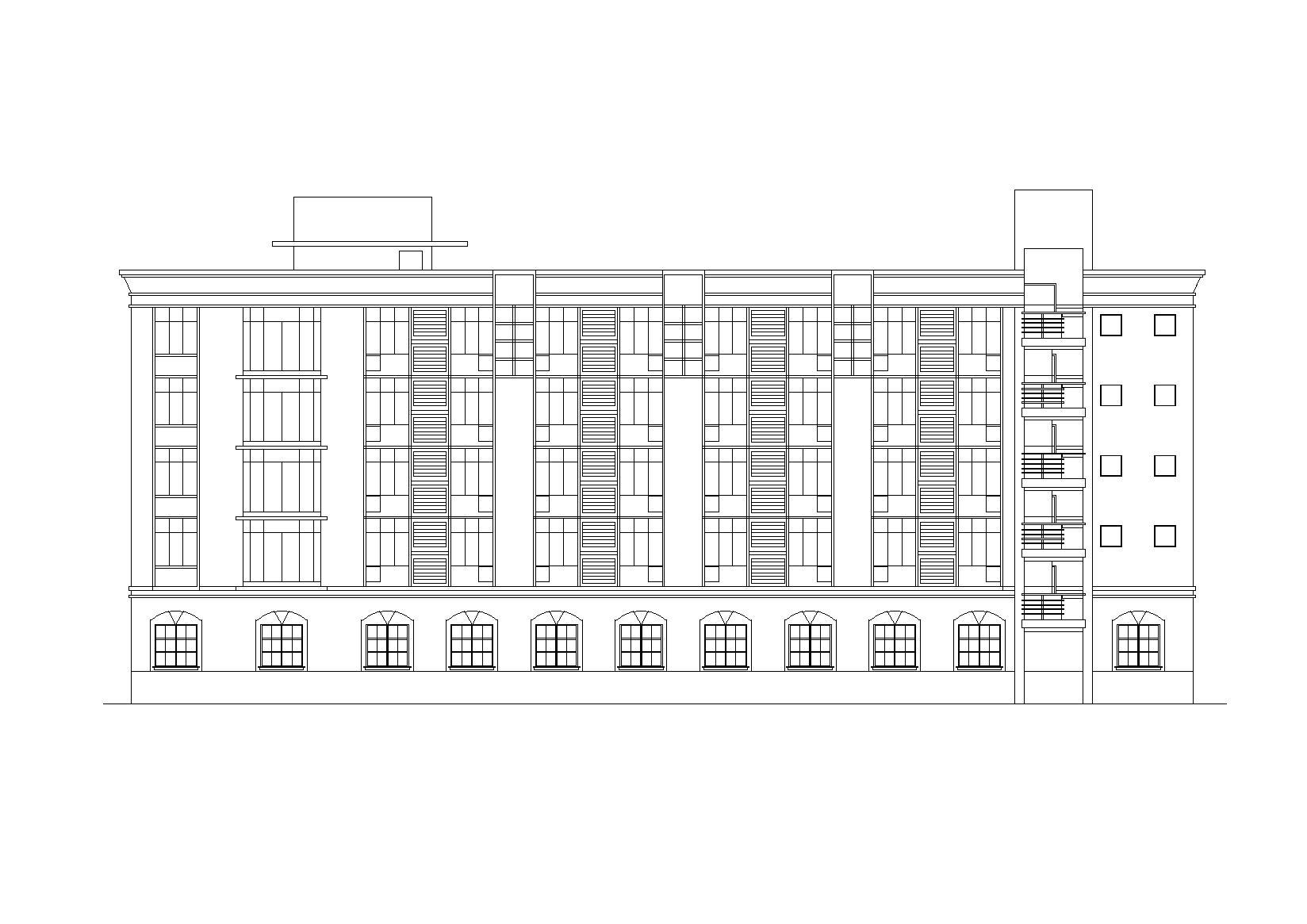 北方五层宿舍楼建筑施工图（底层食堂）