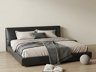 黑色皮质双人床双人床