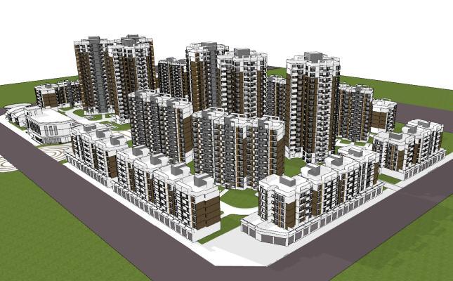 现代风格简模规划 住宅建筑