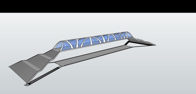 现代天桥廊架 异形玻璃廊架