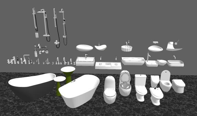 现代风格马桶 花洒 水龙头 浴缸 洗手盆 卫生间洁具