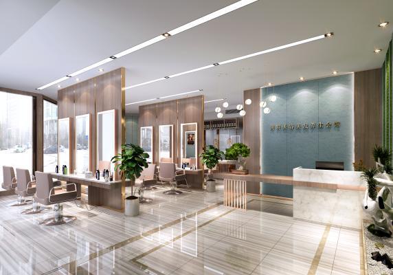 现代理发店 理发 迎客松 理发椅
